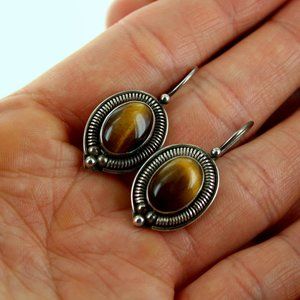 925 Sterling silver and tigers eye earrings